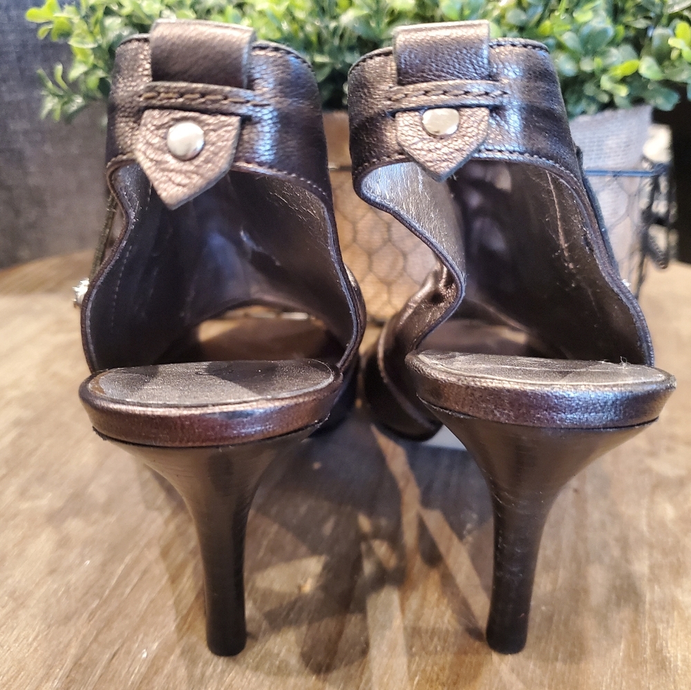 Guess | Metallic Booties Heel Open Toe Copper Gold - image 3